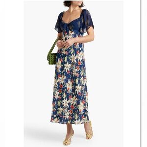 RIXO Navy Floral Maxi Dress